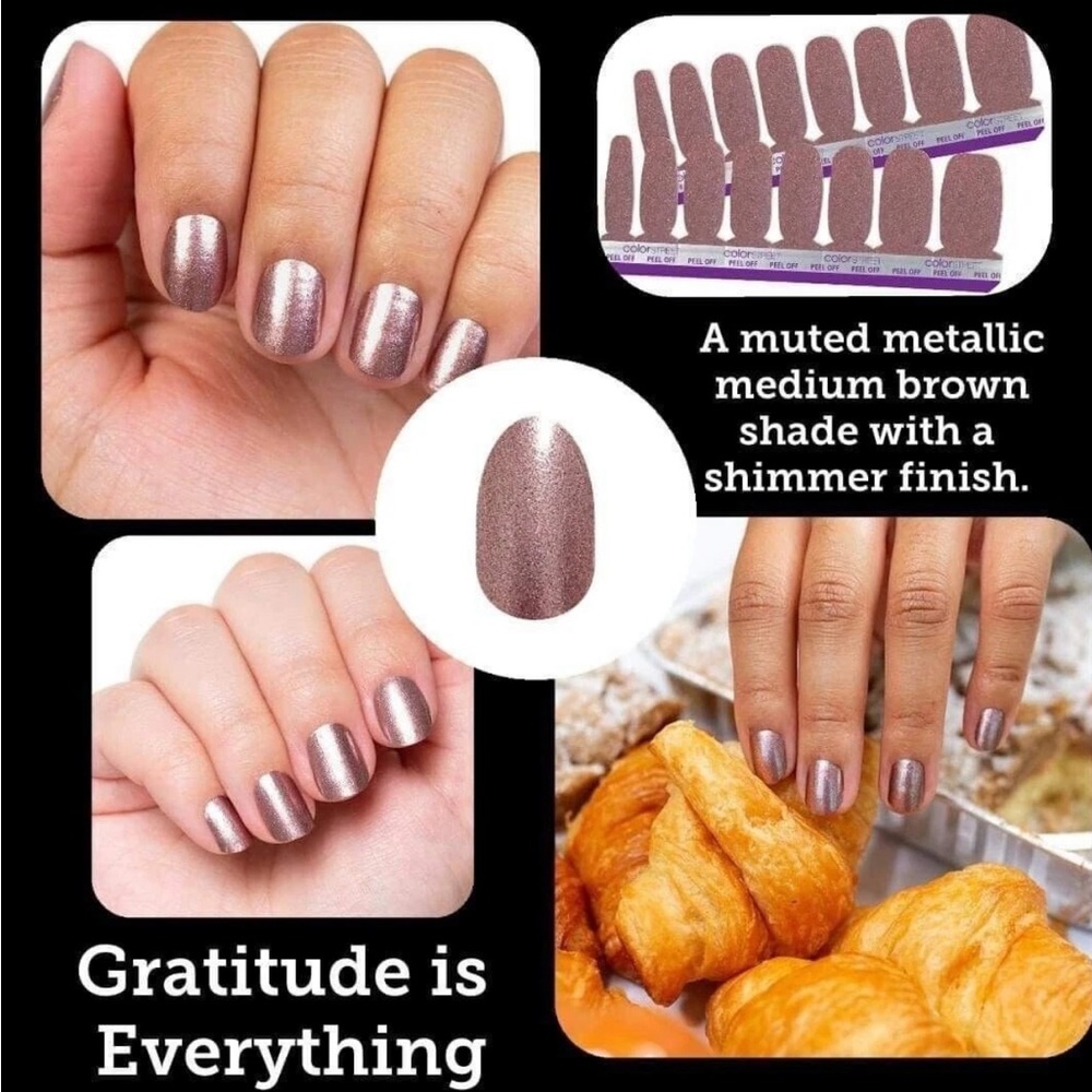 Color Street Gratitude Is Everything Metallic Brown Shimmer Press-On Nail Strips